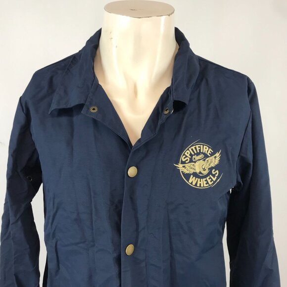 SPITFIRE WHEELS ~ MENS SMALL ~ NAVY BLUE BUTTON UP JACKET DRAWSTRING WAIST - Picture 2 of 8